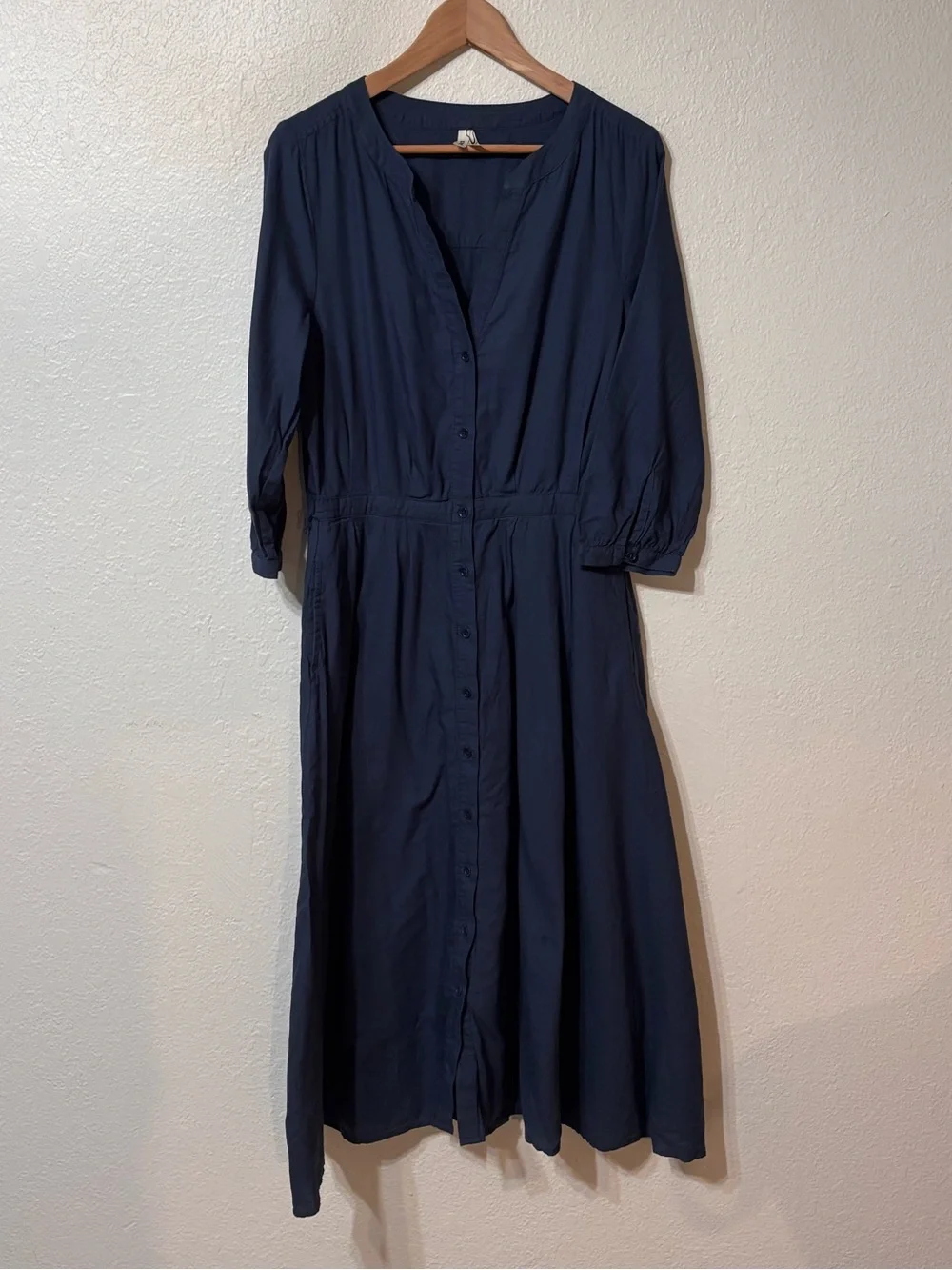 Pact Organic Cotton Button Front Midi Dress Medium - Picture 1 of 6